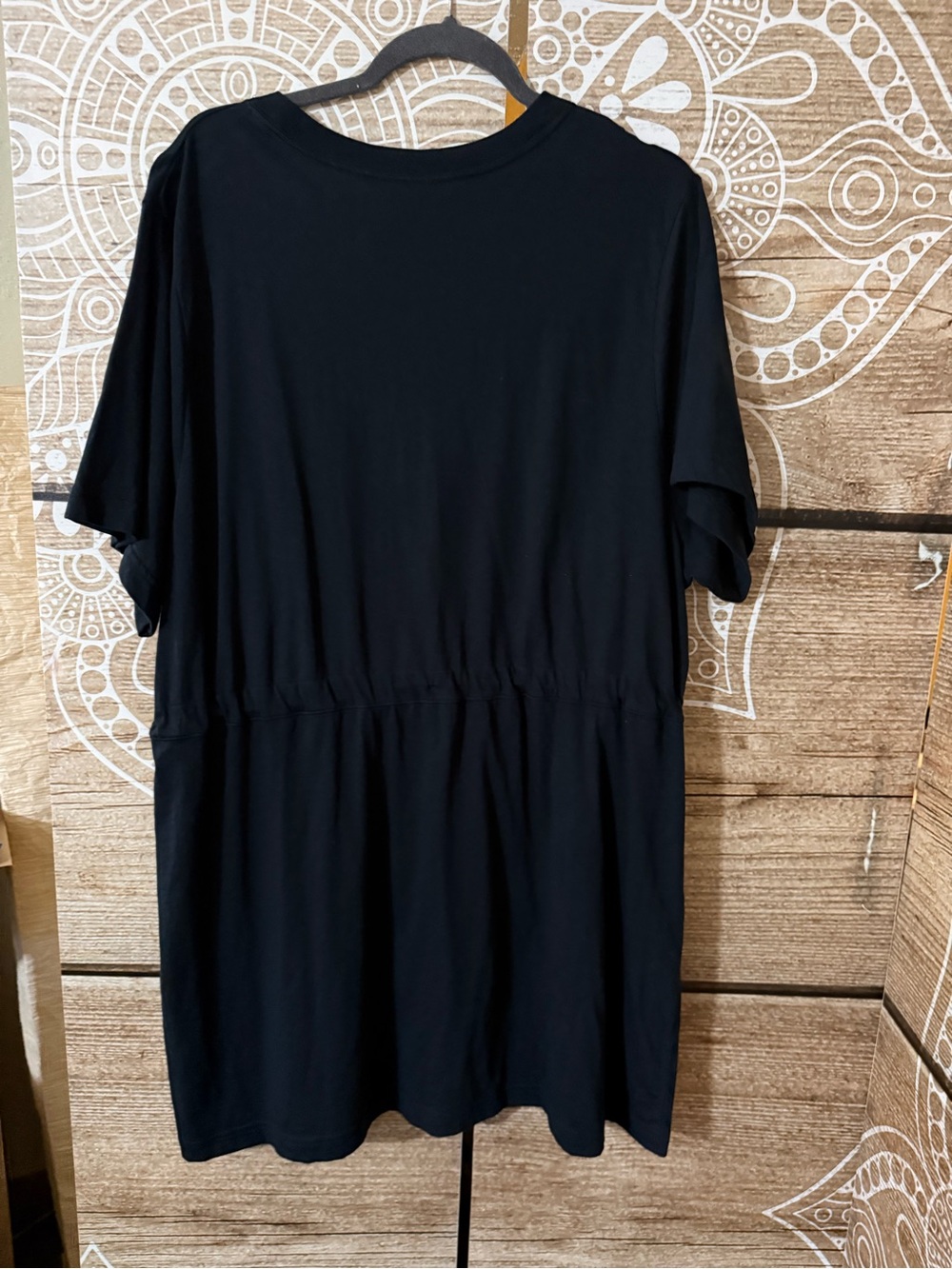 Nike Black Women’s T-shirt Dress with Pink and Cream Gradient Swoosh - Picture 2 of 3